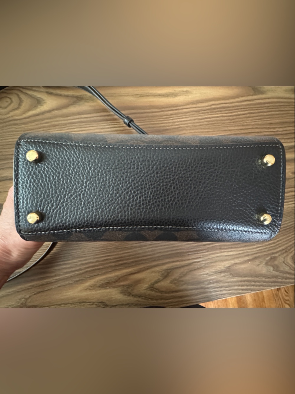Coach Black and Brown Signature Rivet Morgan Top Handle Satchel Gold Hardware - Picture 5 of 13